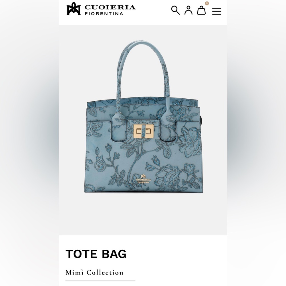 Italian Leather. Elegant Floral Shoulder Bag with gold Accent